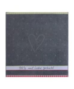 KRACHT® Frottier-Küchentuch "Mit Liebe" SCHWARZ