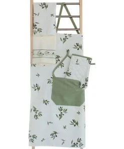 KRACHT® Küchenschürze "Olivenzweig" NATUR