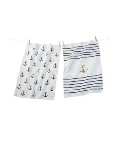 PURE DAY Geschirrtuch-Set, 2-tlg. Anker Weiß