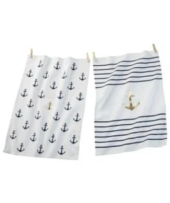 PURE DAY Geschirrtuch-Set, 2-tlg. Anker Weiß -Angebote Backen Store unnamed file 914