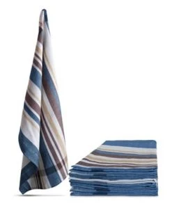 Normani® 10 Stück Geschirrtücher Toffee Stripe Blau