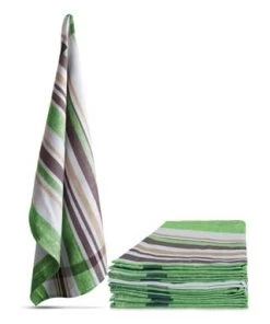 Normani® 10 Stück Geschirrtücher Toffee Stripe Grün